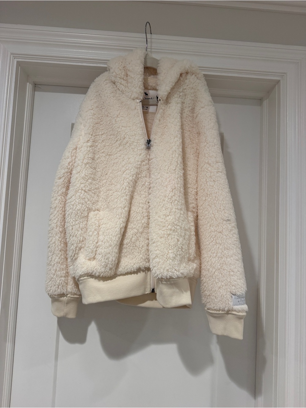 Abercrombie & Fitch Cream Teddy Sherpa Zip Jacket